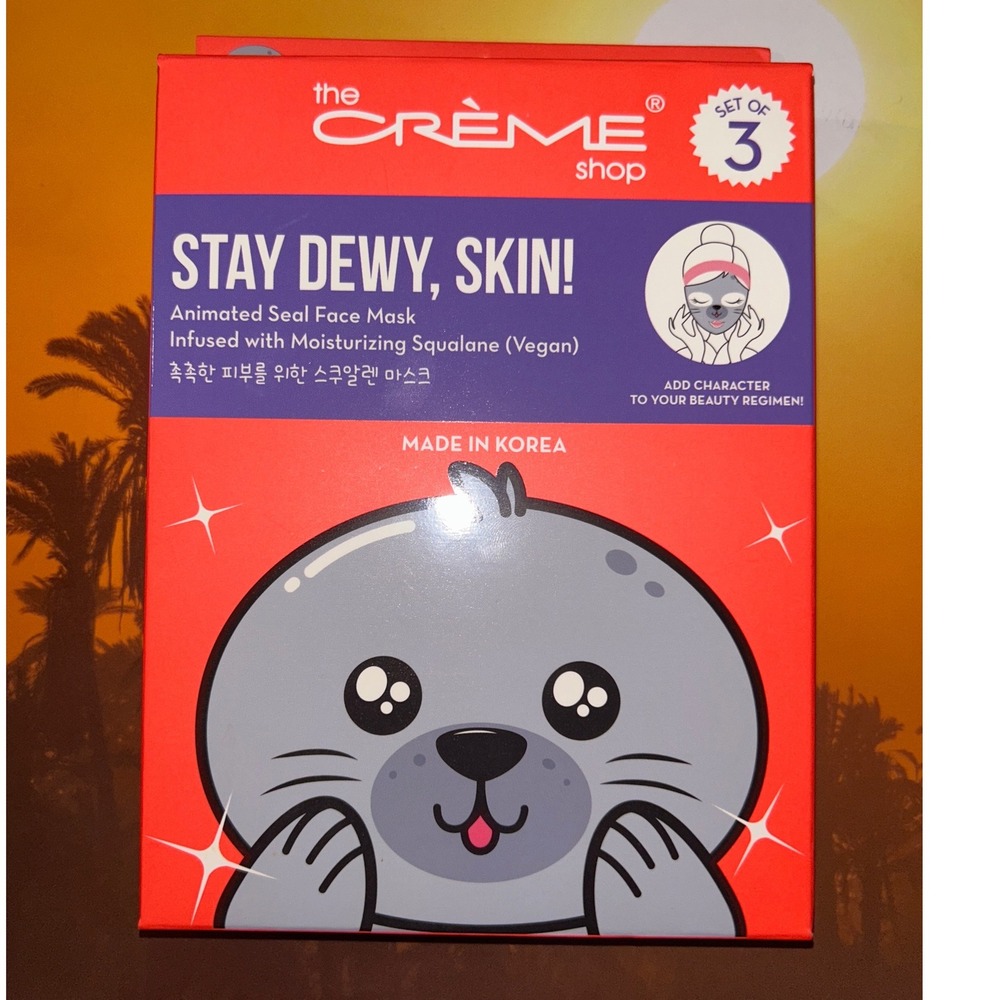 The Crème Shop Stay Dewy Skin Animated Seal Face Mask Set of 3 Squalane